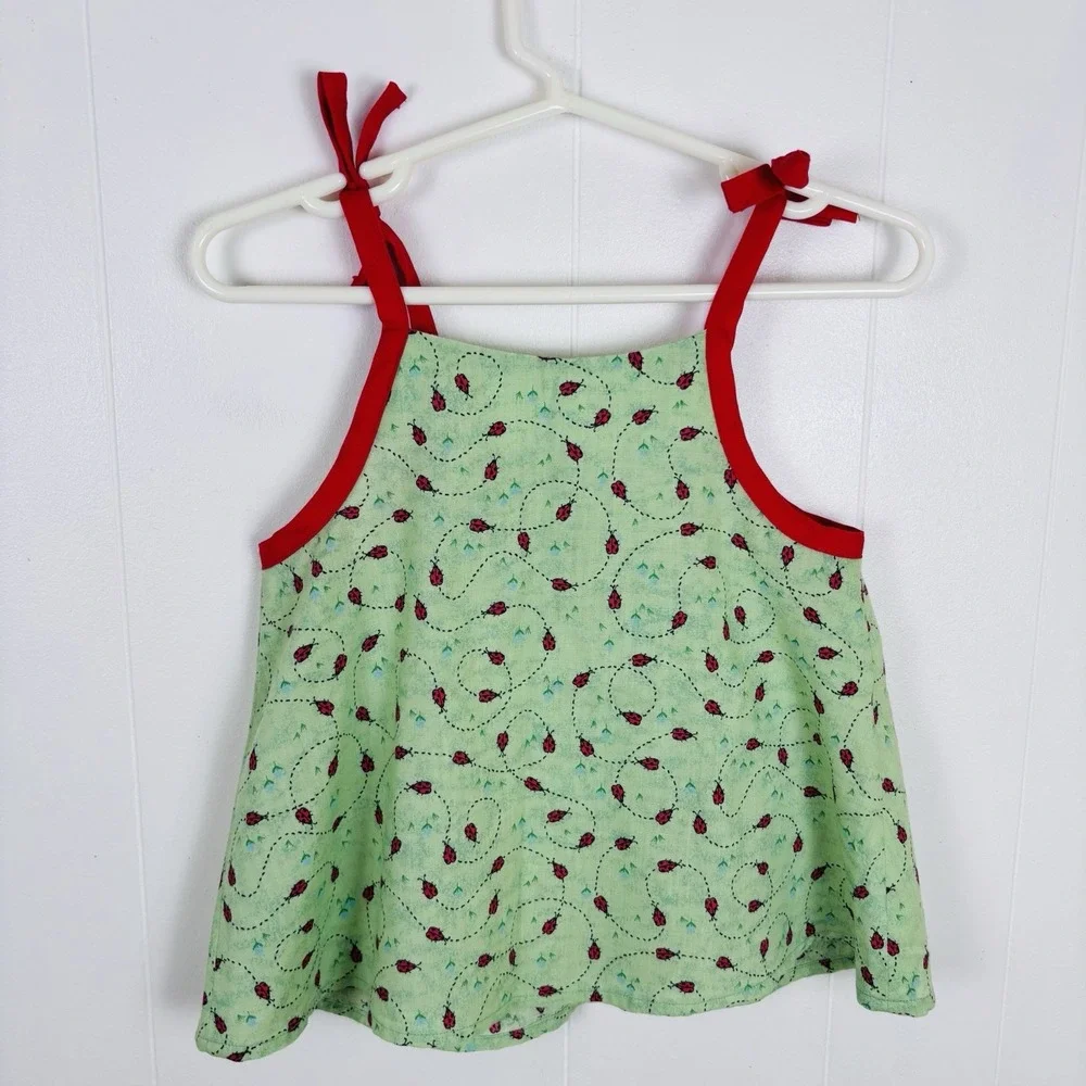 VTG 2000 Handmade Ladybug Tank Pinafore and Pants 2pc Outfit Toddler Girls 2T-3T